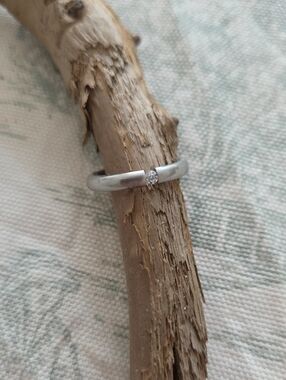SteelX Classic Stainless steel Band Ring with Single CZ Accent